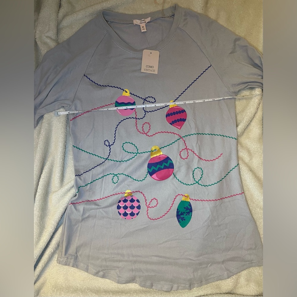 Vintage ornament holiday cardigan sweater shirt M - Picture 5 of 6